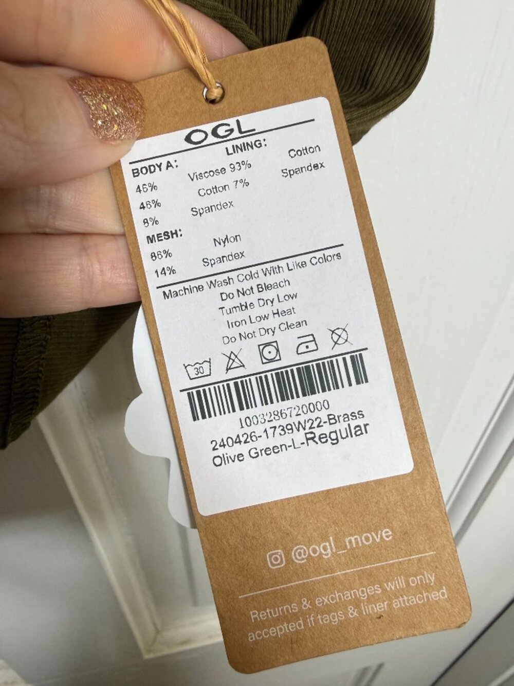 OGL Slinky Square Open-Back Bra Tank Top Regular Length - Brass Olive Green - Picture 4 of 5
